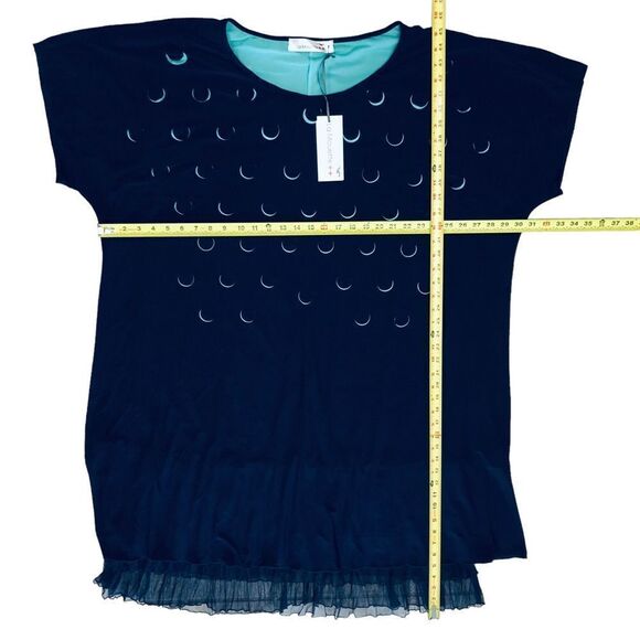 NEW La Mouette Plus Dress Blue Teal Laser Cut-Outs Tulle Layers 56(US: 30W) - Picture 10 of 16